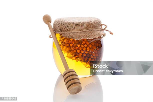 Honey Jar With Wooden Dipper Stock Photo - Download Image Now - Alternative Medicine, Beeswax, Biological Cell