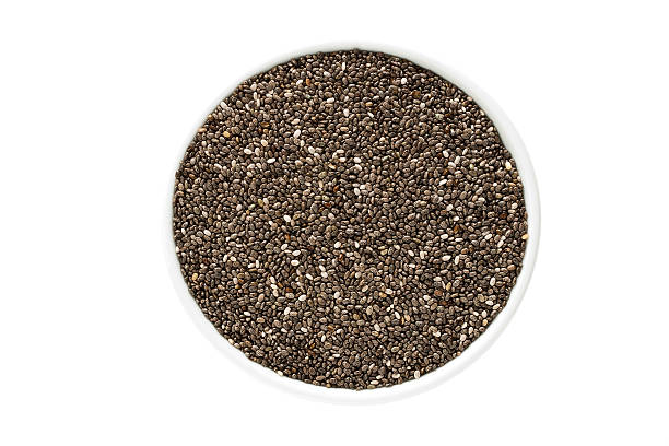 istock Black chia seeds in a cup 498555134