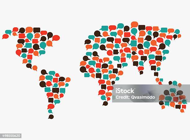 World Map Made Of Speech Bubbles Translating Interpreter Communication Concept Stock Illustration - Download Image Now