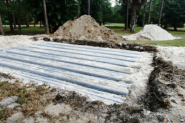 istock Installation of new septic tank drainage field 498556940