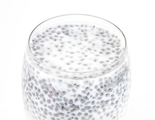 istock milk pudding with chia seeds, isolated on white background. 498559092