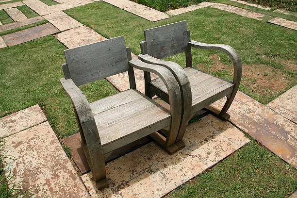 Wood chair in a garden