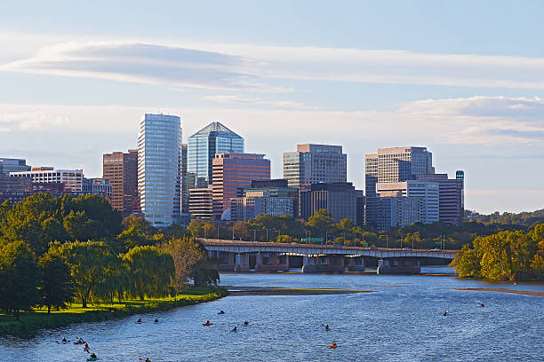 istock Sunset over the bridge and skyscrapers in autumn. 498559558