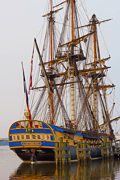 Alexandria, USA – June 10, 2015: Hermione, famous replica of La Fayette’s Frigate in Alexandria on June 10, 2015. 