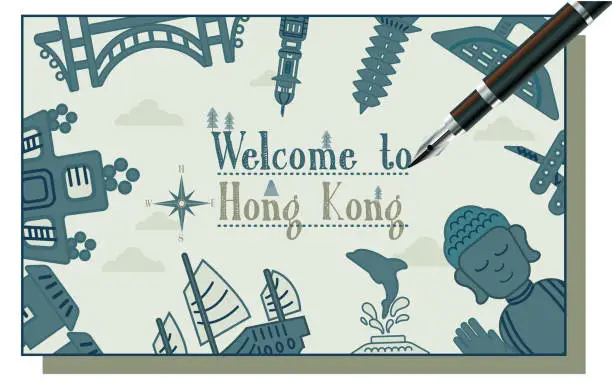Vector illustration of Hong Kong travel concept