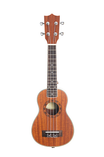 Ukulele Hawaiian guitar, studio shot isolated on white background