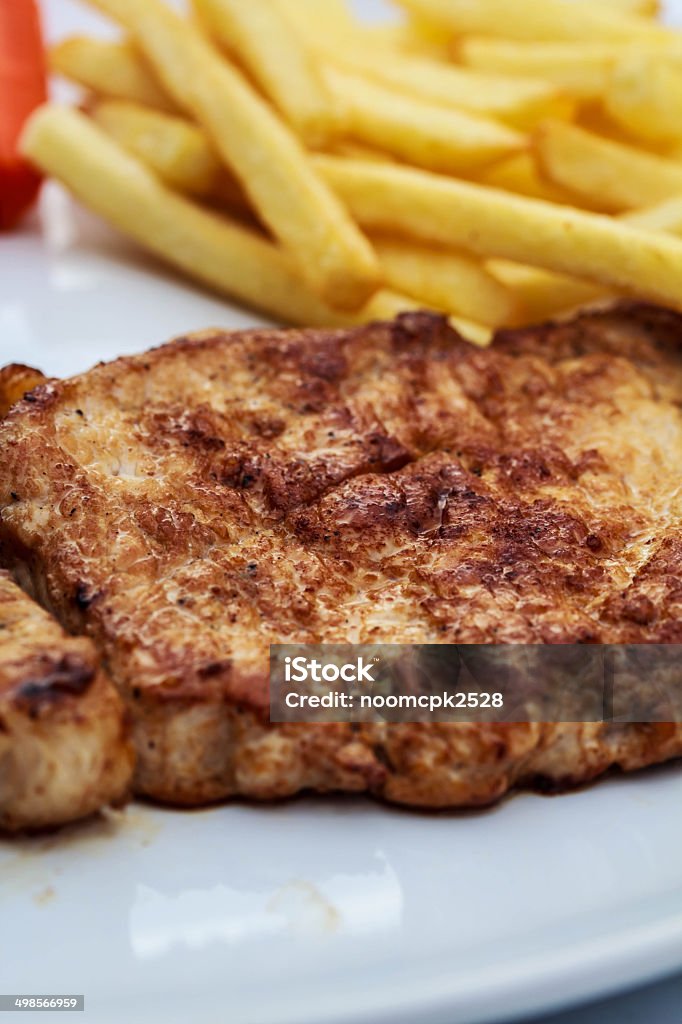 Steak Grilled pork steak, high-fat American taste. Appetizer Stock Photo