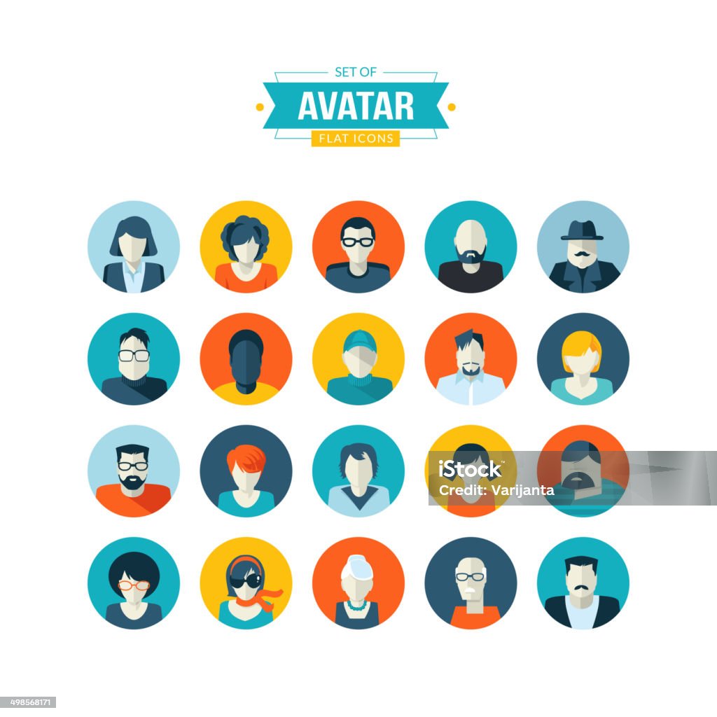 Conjunto de iconos de avatar diseño plano - arte vectorial de Avatar libre de derechos