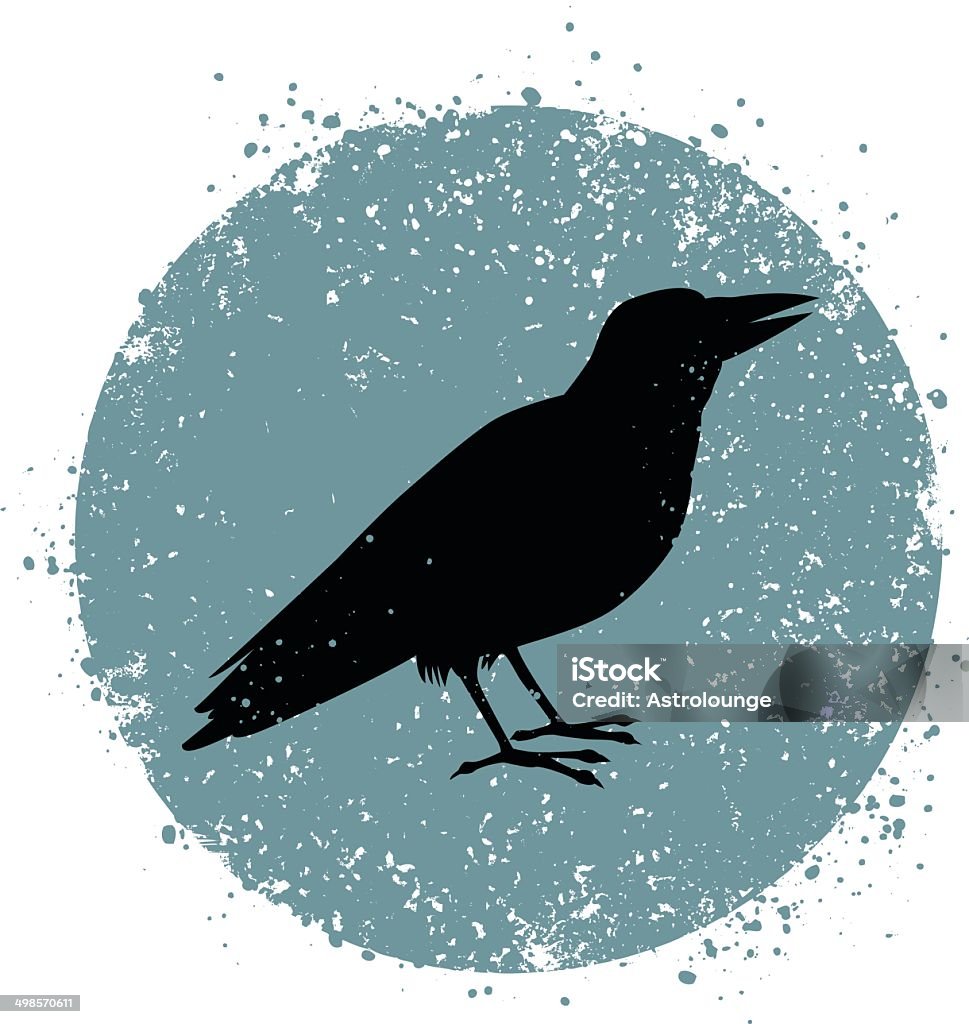 Crow Crow silohuette on the round background. Editable vector file. Raven - Bird stock vector