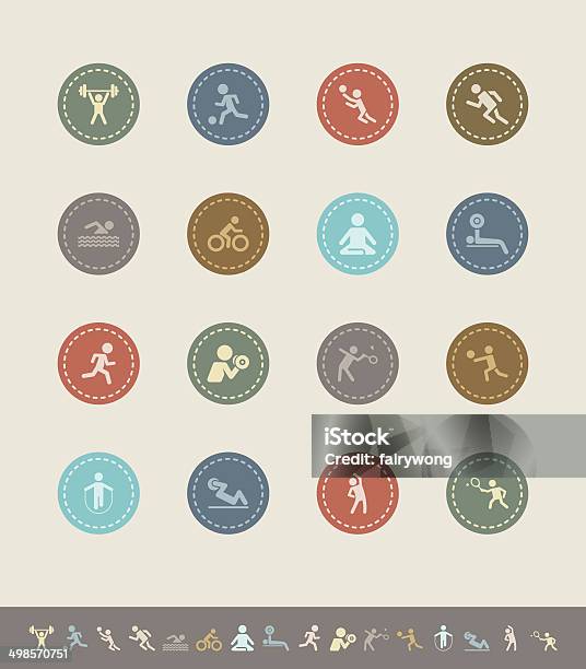 Fitness And Sport Icons Stock Illustration - Download Image Now - American Football - Ball, Anaerobic Exercise, Badminton - Sport