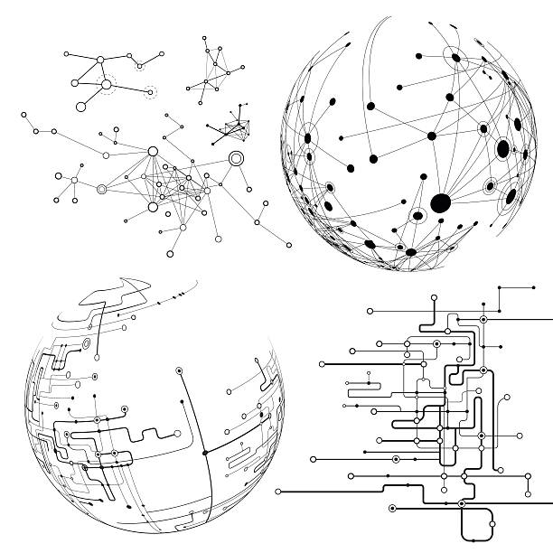 Nodes - design elements Technology design elements. All elements are in global colors. node data stock illustrations