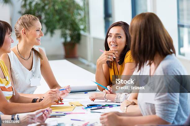 Seminar For Women Stock Photo - Download Image Now - Cooperation, Females, Happiness