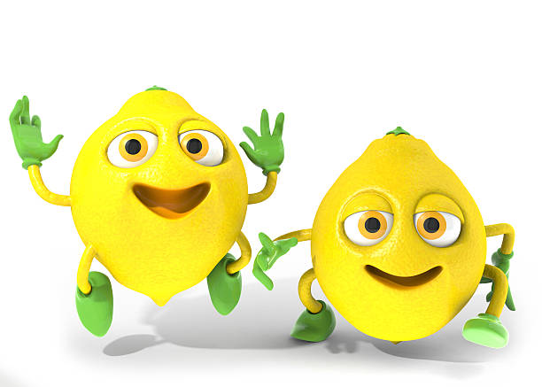 Lemon and orange with funny smiley face on white background. concept is different from others