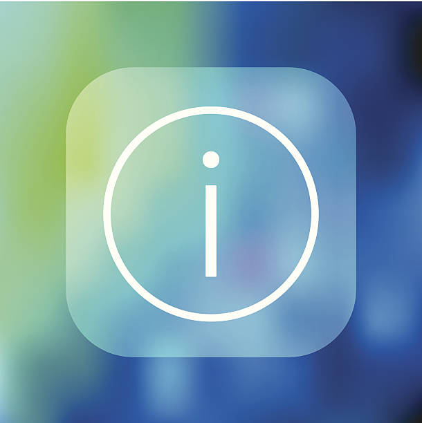 Superlight Interface Information Icon A super lightweight iOS7-style interface icon reversed on a softly blurred background. Line weights are super thin and modern. Button background is transparent and can be placed onto any colored background. blue letter i stock illustrations