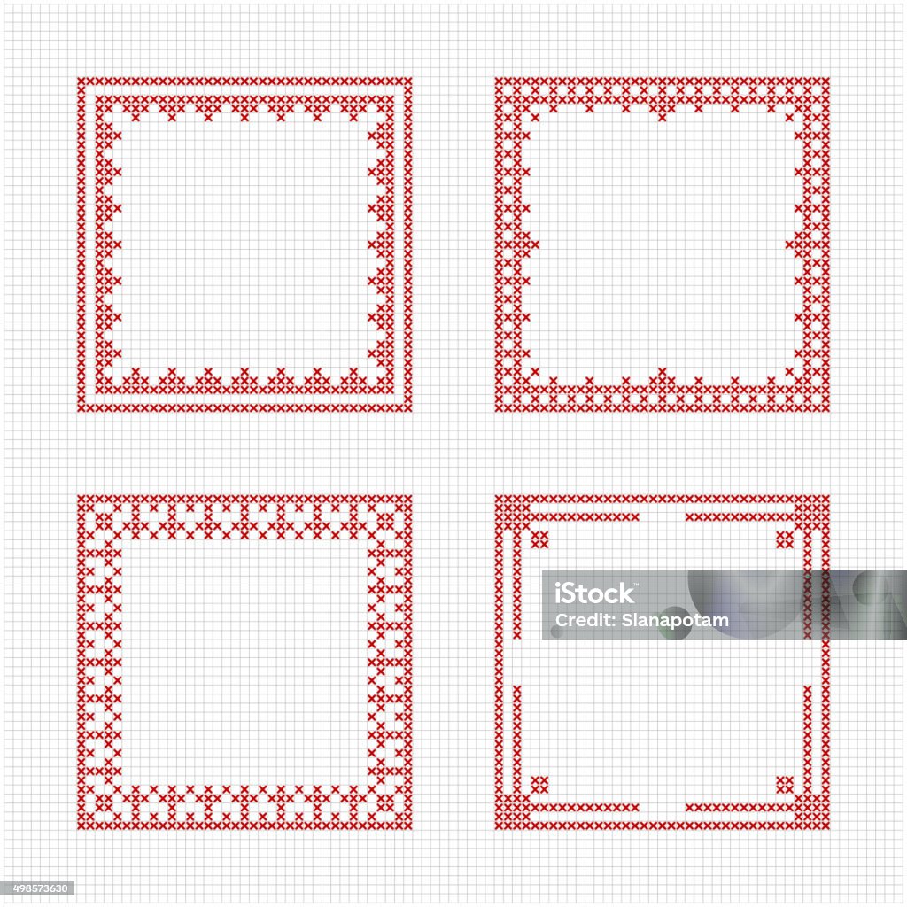 Scandinavian Style Cross Stitch Pattern Stock Illustration - Download Image  Now - Cross-Stitch, Border - Frame, Christmas - iStock