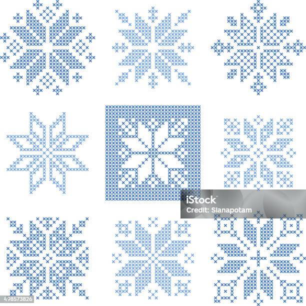 Cross Stitch Snowflakes Pattern Scandinavian Stock Illustration - Download Image Now - Cross-Stitch, Christmas, Letter X