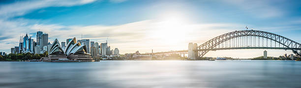 sydney skyline panorama 51 mp - sydney opera house stock-fotos und bilder