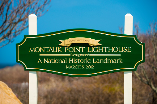 The Montauk Point Lighthouse constructed at 1796 a National Historic Landmark at the end of Long Island, New York.