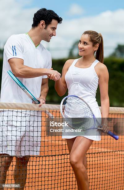 Tennis Hände Schütteln Stockfoto und mehr Bilder von Lehm - Mineral - Lehm - Mineral, Tennis, Athlet