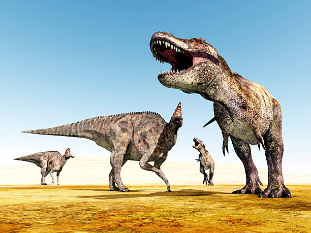 istock Corythosaurus and Tyrannosaurus Rex 498578839