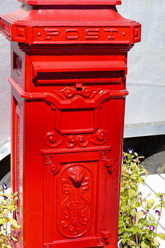 classic vintage style red postal mailbox