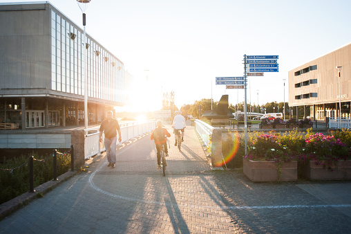 Oulu, Finland - August 17, 2015: Walkway at the theater Oulu, Finland.