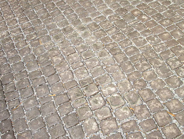 istock Background image of old cobblestone road backlit with low sunlight 498581539