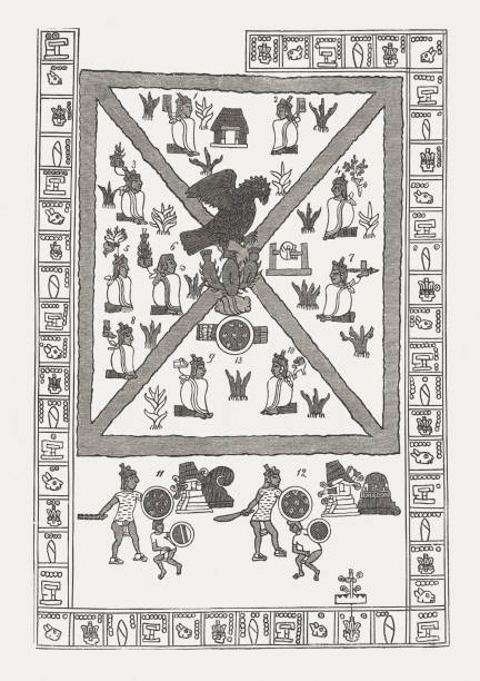 istock Founding of Mexico City, aztec manuscript, wood engraving, published 1881 498581707