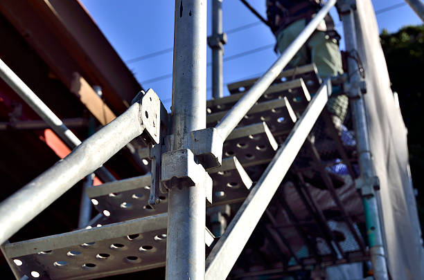 scaffolding materials: steel stairs scaffolding materials: steel stairs steeplejack stock pictures, royalty-free photos & images