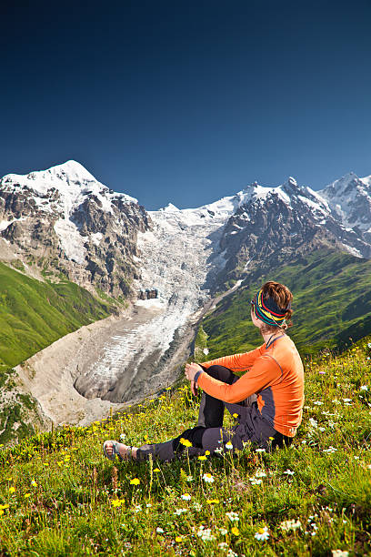 istock Hiker take a rest during hiking in Caucasus mountains, Georgia 498582574