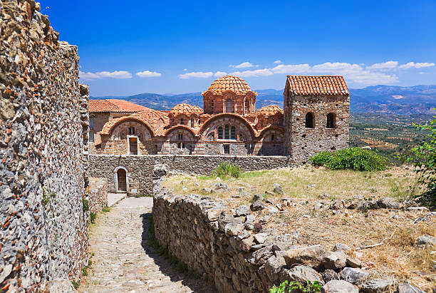 Ruins of old town in Mystras, Greece Ruins of old town in Mystras, Greece - archaeology background sparta greece photos stock pictures, royalty-free photos & images