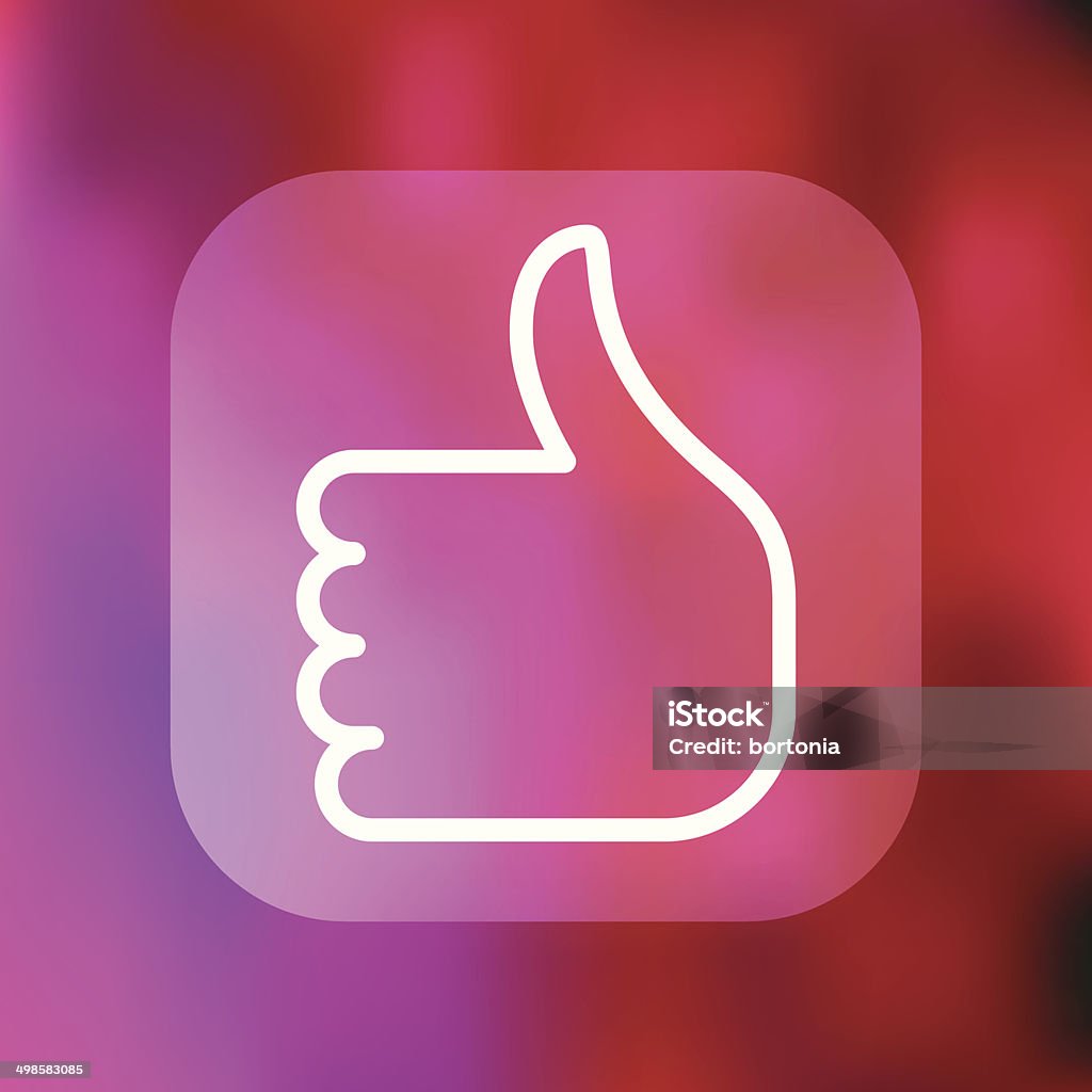Superlight Interface Thumb's Up Icon A super lightweight iOS7-style interface icon reversed on a softly blurred background. Line weights are super thin and modern. Button background is transparent and can be placed onto any colored background. Clip Art stock vector