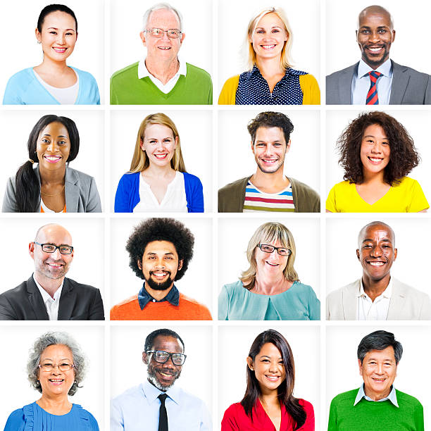 portret multiethnic kolorowe radosny ludzi - head and shoulders zdjęcia i obrazy z banku zdjęć