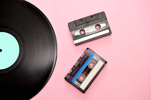 istock Tape cassette and vinyl record 498595507