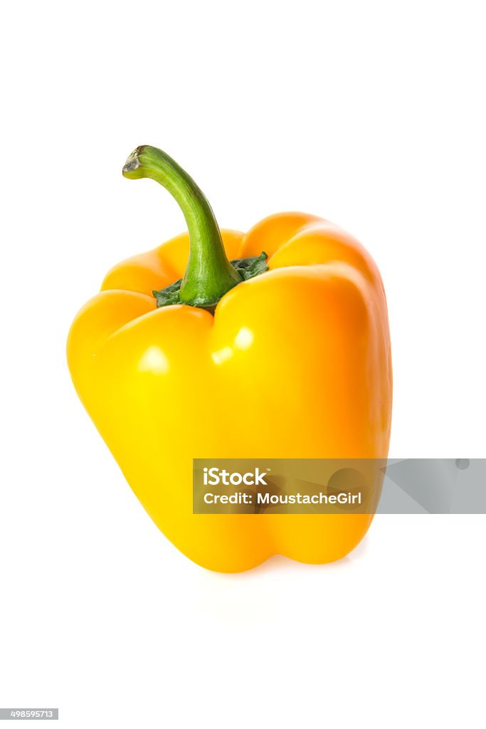 Yellow bell pepper paprika isolated on white Yellow Bell Pepper Stock Photo