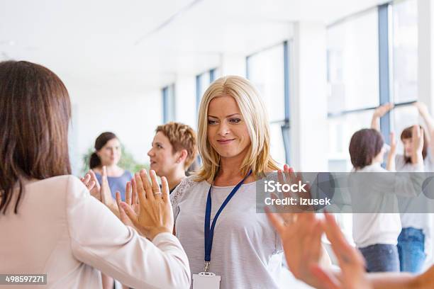 Group Of Women At The Training Stock Photo - Download Image Now - 30-39 Years, A Helping Hand, Adult