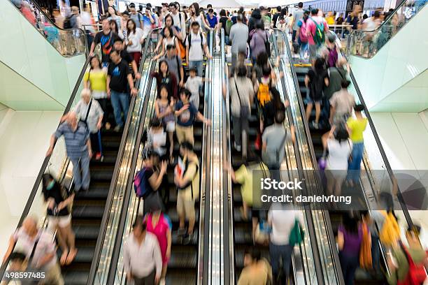 Escalator Stock Photo - Download Image Now - Crowd of People, Escalator, Shopping Mall