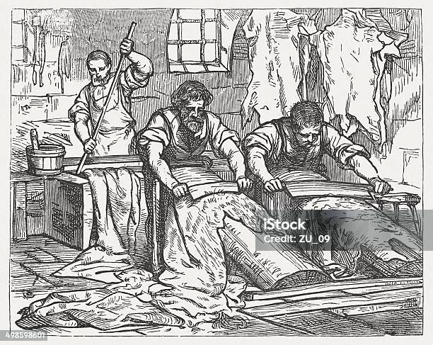 Tanners At Work Wood Engraving Published In 1881 Stock Illustration - Download Image Now