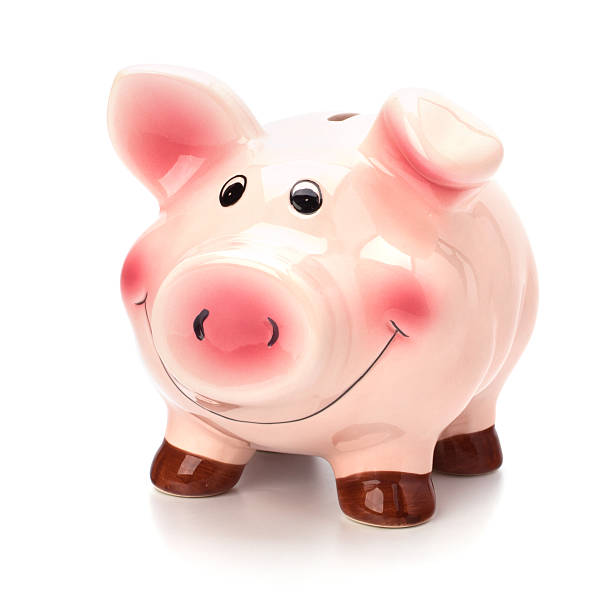 istock Lucky piggy bank isolated on white background 498600169