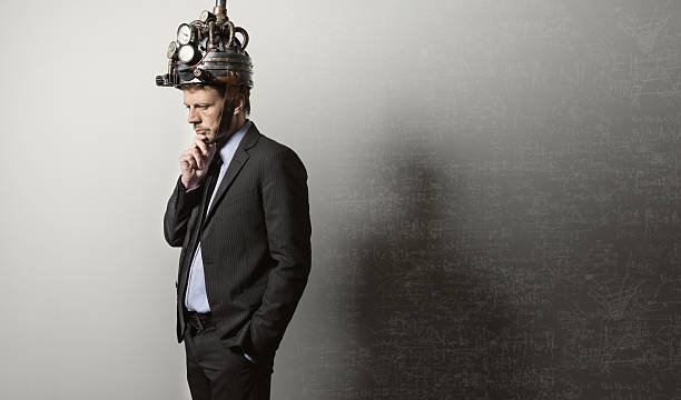 istock Businessman with steampunk helmet 498600449