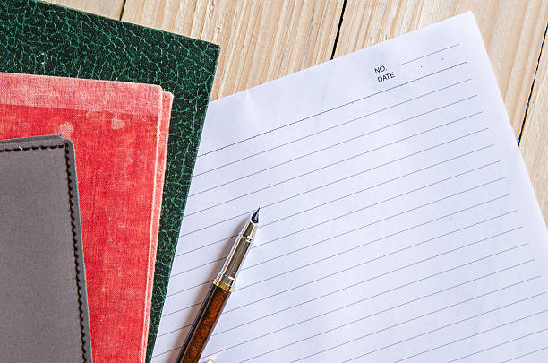 istock Pen on blank paper with stack of old books 498600732