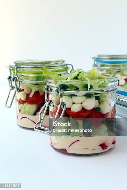 Salad In Jars Stock Photo - Download Image Now - Appetizer, Buffet, Chive