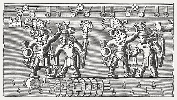 ilustraciones, imágenes clip art, dibujos animados e iconos de stock de cuauhcicalli - guerrero azteca