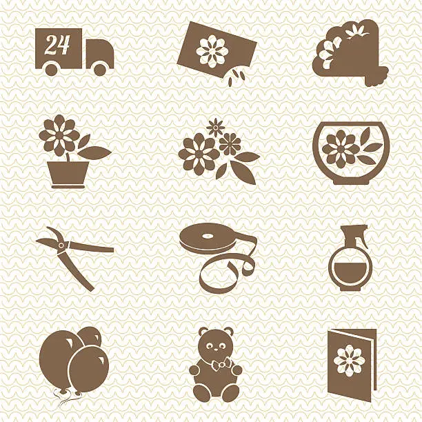 Vector illustration of Flower shop ikons
