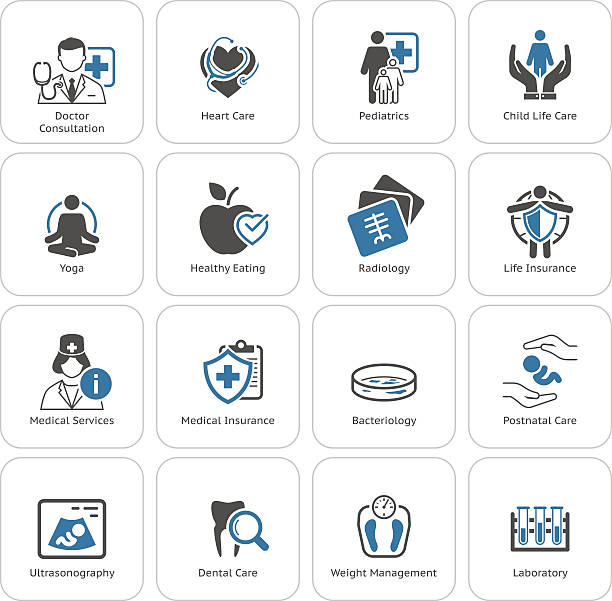 Medical and Health Care Icons Set. Flat Design. Medical and Health Care Icons Set. Flat Design. Isolated Illustration. baby heart rate stock illustrations