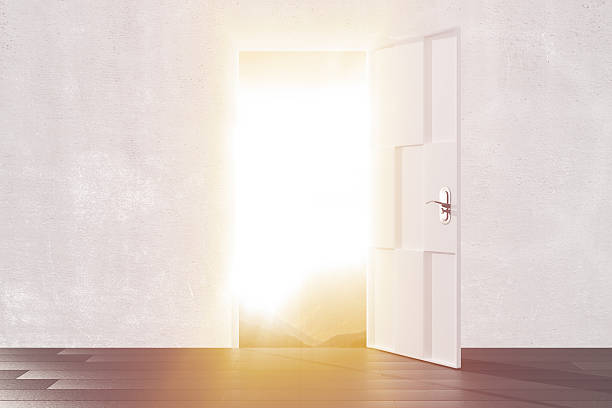 istock Bright light from the open door of empty room 498604948