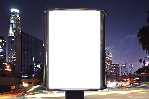 istock Blank billboard on night street, mock up 498607020