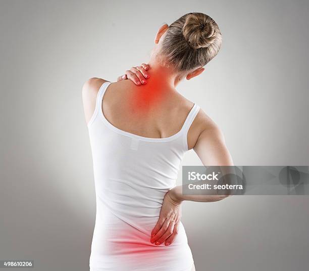 Nacken Schmerzen Stockfoto und mehr Bilder von Rückenschmerzen - Rückenschmerzen, Frauen, Schmerz