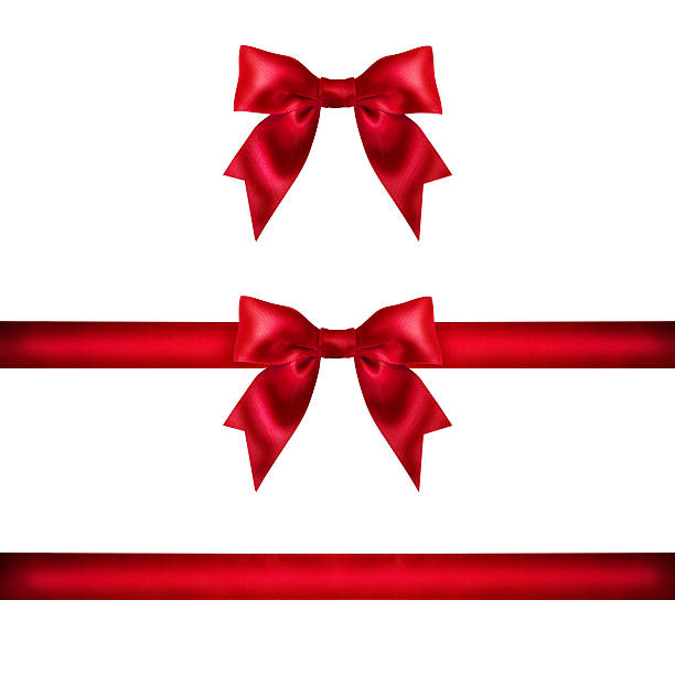 istock Set  red ribbon satin bows isolated on white 498611462