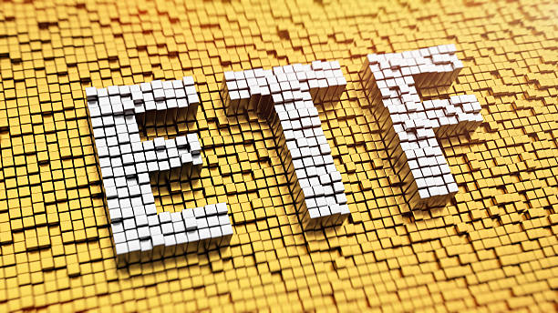 Pixelated ETF Pixelated acronym ETF made from cubes, mosaic pattern exchange traded fund stock pictures, royalty-free photos & images